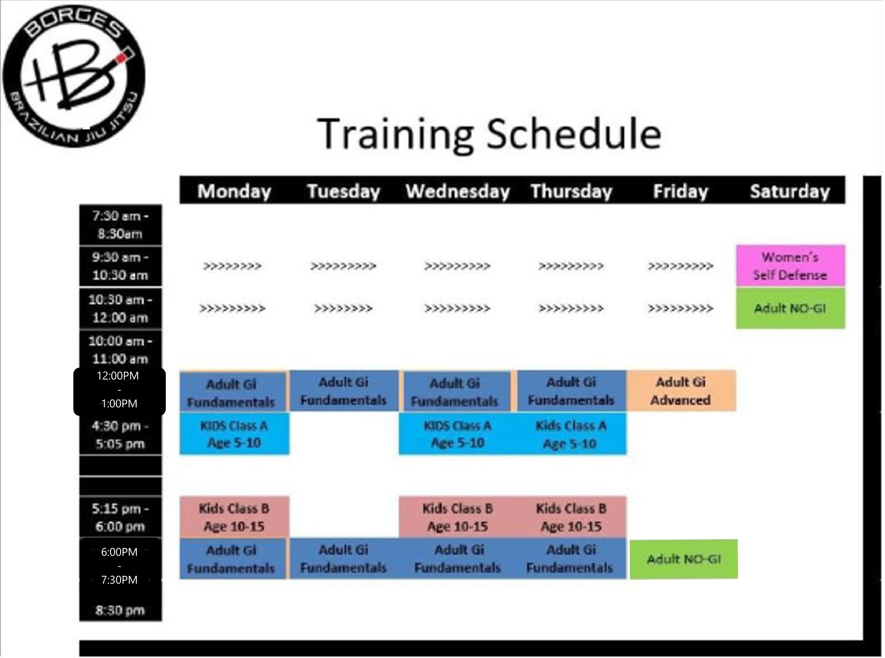 class schedule